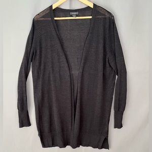 Halogen 1x Long Linen Viscose Blend Blk Long Sleeve Cardigan Sweater